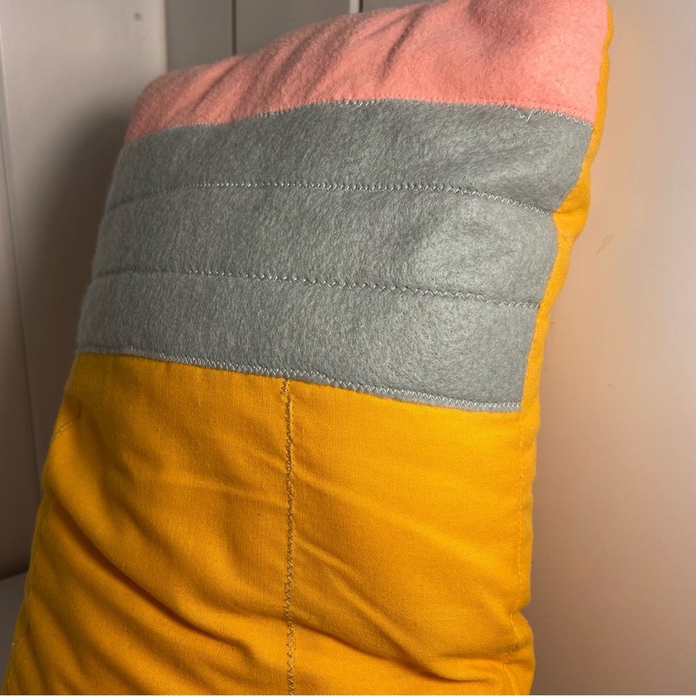 80s vintage Handmade Pillow Pencil shape decorative throw pillow 1980s 19 in - Picture 5 of 16